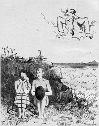 18. Adam and Eve hide at the call of God.